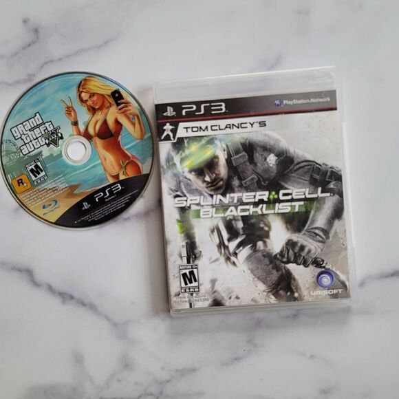 PS3 Tom Clancys splinter cell blacklist ubisoft Grand theft auto Five 5 Playstat - Picture 1 of 5